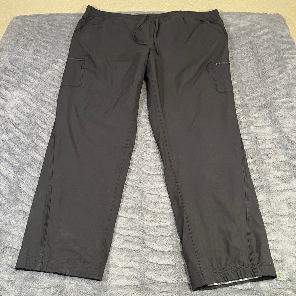 Eddie Bauer Women 24W Black Fleece Lined Cargo Hiking Pants Elastic Waist AN474